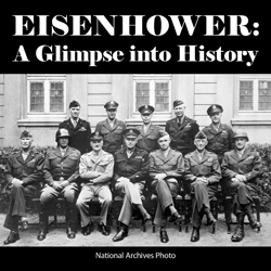 National Archives photo of General Eisenhower and several officers c1945.