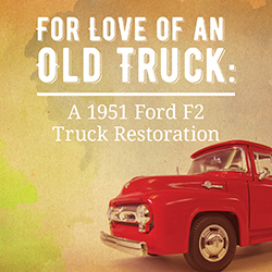 Image of a vintage red Ford pickup truck