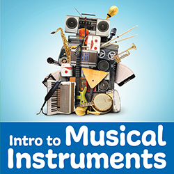 Image of a big pile of different musical instruments