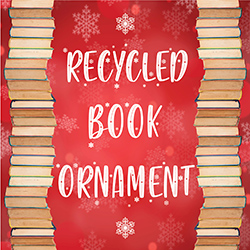 Image of books to be recycled on a seasonal background