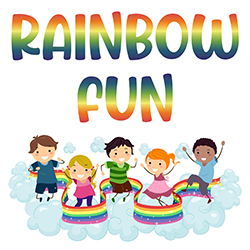 image of kids playing on a rainbow