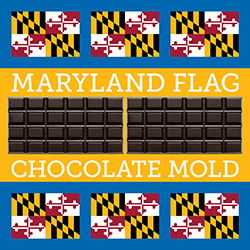 Dark chocolate bars and Maryland flags