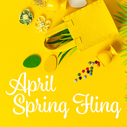 Spring craft items over a yellow background
