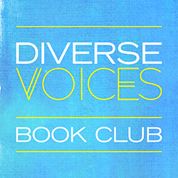 Diverse Voices Book Club logotype on blue background