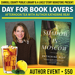 author with book cover and glass of sweet tea