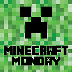 Minecraft creeper face on a green background