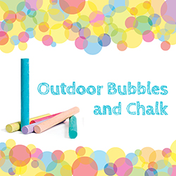 colorful pastel bubbles and pieces of chalk