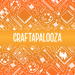 illustration of craft supplies on an orange background