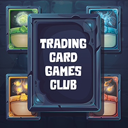 colorful trading cards on a dark background