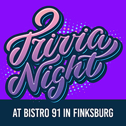 Trivia night logo in dark neon script