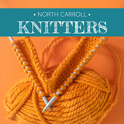 Orange yarn ball and knitting needles on an orange background