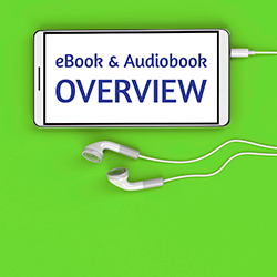 A mobile device and earbuds on a green background seen from above