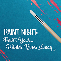 A blue and red background with a white paintbrush