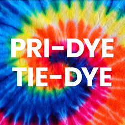 A rainbow tie-dye-swirl fabric close-up