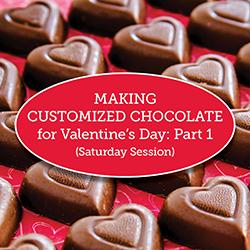 Rows of custom chocolate hearts