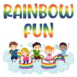 image of kids playing on a rainbow