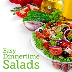 Fresh salad ingredients on a white background