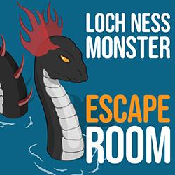 Illustration of the Loch Ness Monster on a dark blue background