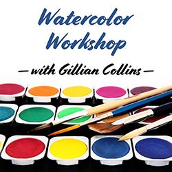 watercolor painting supplies on a white background
