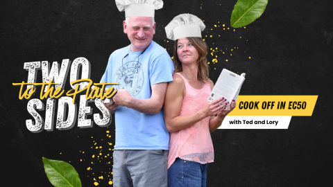 Ted and Lori with chef hats