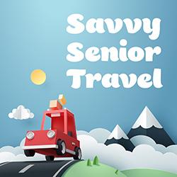Cut paper style illustration of a car loaded for travel on the road with mountains behind it