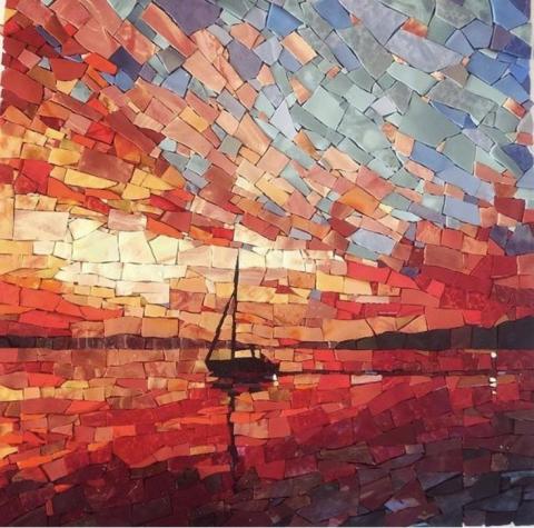 Magazine Mosaic of a sailboat