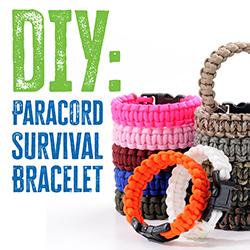 A stack of colorful braided paracord bracelets