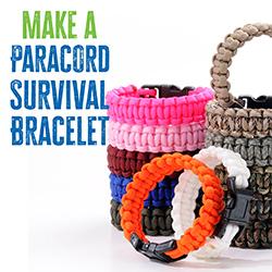 A stack of colorful braided paracord bracelets