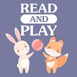 a cartoon rabbit and fox playing with a ball