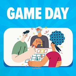 Illustration of diverse people playing a board game