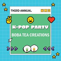 K-Pop Party retro computer pixel art in blue and green