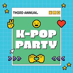 K-Pop Party retro computer pixel art in blue and green