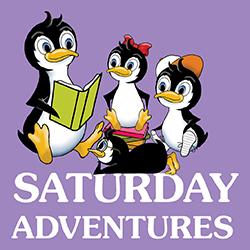 Corky reading to a group of young penguins