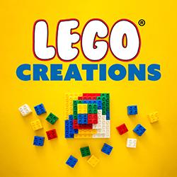 Assorted LEGO® blocks on a yellow background seen from above