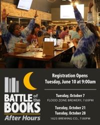 group at trivia with event details and logo with moon