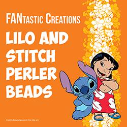 Lilo and Stitch over a Hawaiian floral background