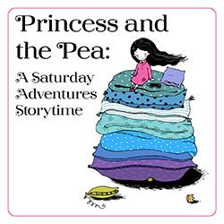 an illustration of a princess on top of mattresses with a pea underneat them