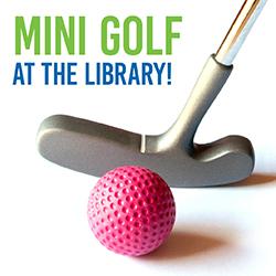 a golf putter and red golf ball