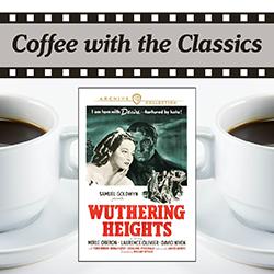 Wuthering Heights movie cover over cups of coffee on a white background