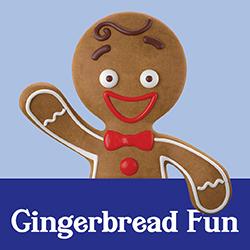a happy gingerbread person waving