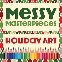 colored pencils on a geometric background