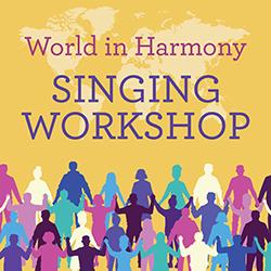 Silhouette illustration of various people in different colors holding hands in three rows over an orange background with a pale world map above.