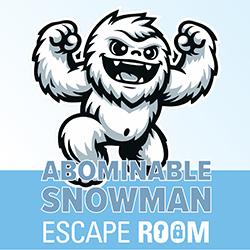 A cute cartoon white yeti leaping up and showing teeth.