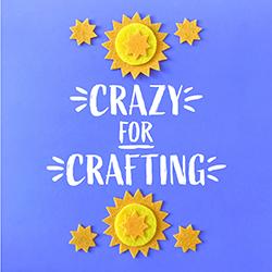 Top and bottom rows of yellow craft felt suns on a blue background.