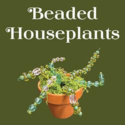 a beaded plant in a pot on a green background