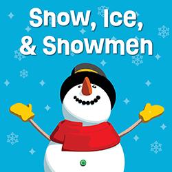 an illustration of a snowman on a blue background