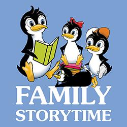 Corky the Penguin reading to a group of young penguins