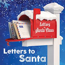 Image of a red mailbox filled with letters to Santa