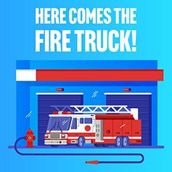 illustration of fire truck on blue