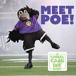 Ravens mascot Poe busting a move